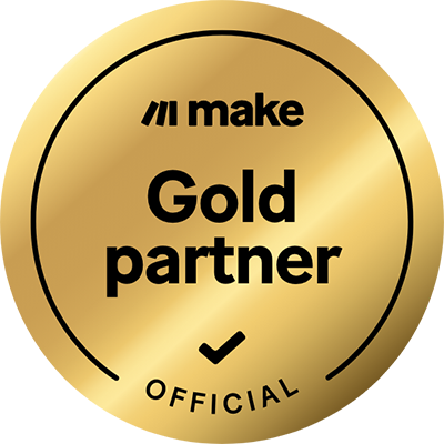 Integrate Make zapier experts - Make Gold Partner Badge 400x400